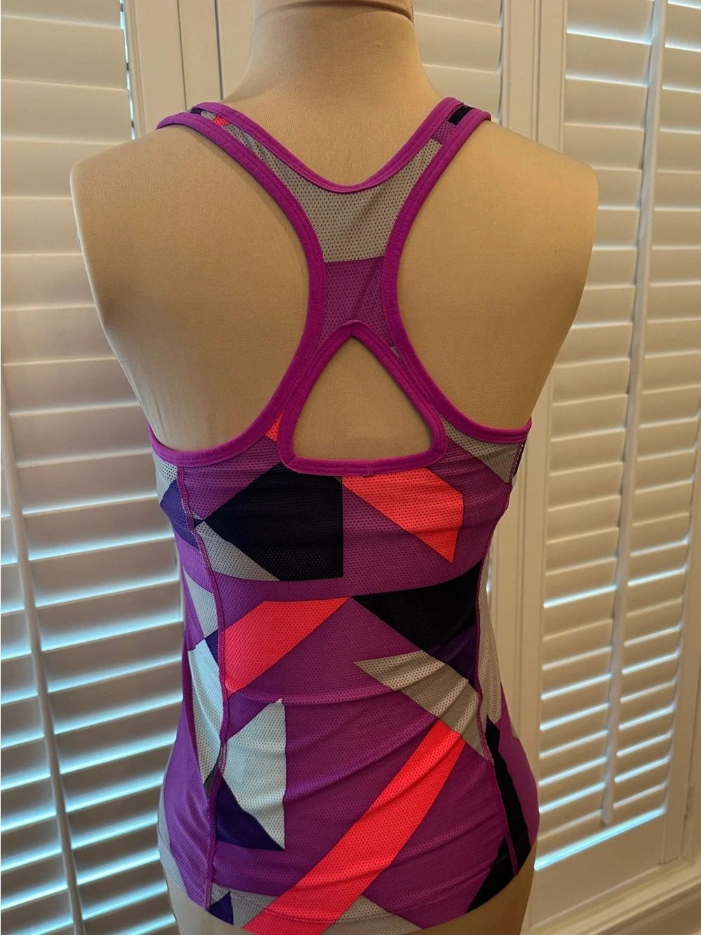 Nike Purple Geo-Print Dri-Fit Racerback Running Tank with Built in Shelf Bra